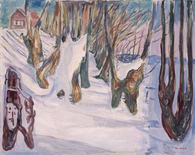 Paesaggio invernale con casa da Edvard Munch