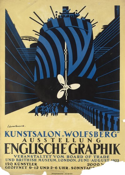 Poster tedesco per una mostra di grafica inglese per il Board of Trade e il British Museum da Edward Alexander Wadsworth