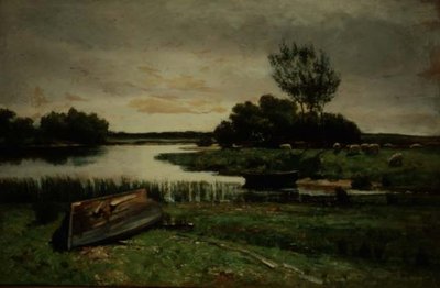 Lago con barche a remi da Edward Arthur Walton