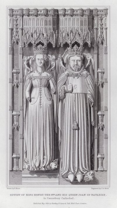 Effigie di re Enrico IV e della sua regina Giovanna di Navarra, nella cattedrale di Canterbury (incisione) da Edward Blore