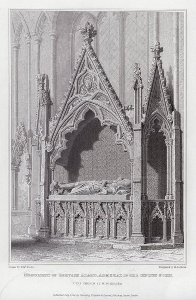 Monumento di Gervase Alard, ammiraglio dei Cinque Porti, nella chiesa di Winchelsea (incisione) da Edward Blore
