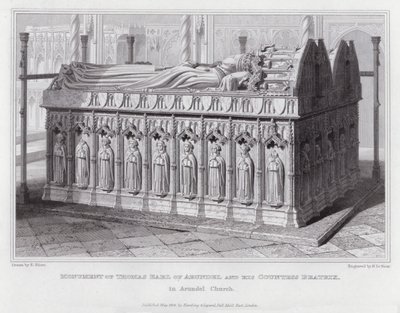 Monumento di Thomas Conte di Arundel e della sua Contessa Beatrix, nella Chiesa di Arundel (incisione) da Edward Blore