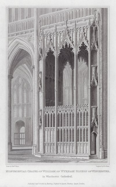 Cappella monumentale di William of Wykham, vescovo di Winchester, nella cattedrale di Winchester (incisione) da Edward Blore
