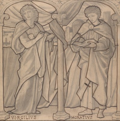 Design preparatorio per una vetrata, Virgilio e Orazio da Edward Burne-Jones