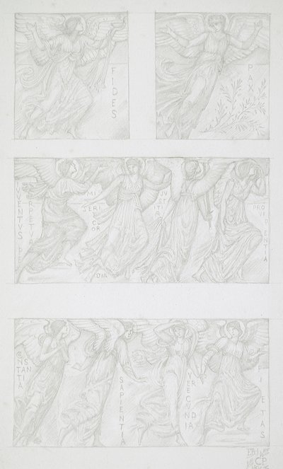 Studi su fogli di figure allegoriche da Edward Burne-Jones