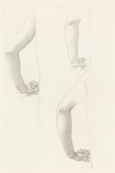 Studi di un braccio e mani da Edward Burne-Jones