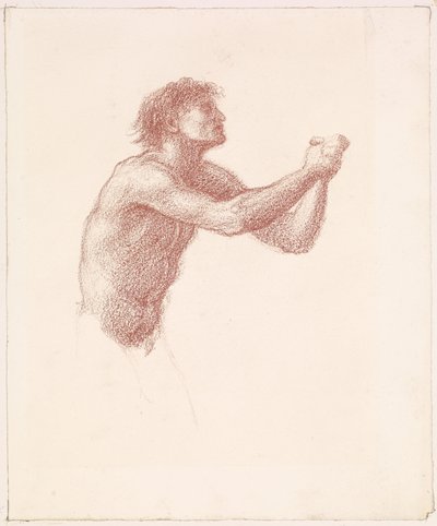 La collina di Venere - Nudo maschile - Studio di uno dei mietitori per Mietitori che si appellano a Venere da Edward Burne-Jones