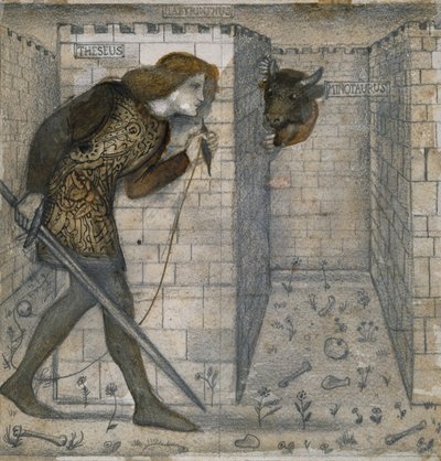 Disegno di piastrelle - Teseo e il Minotauro nel labirinto da Edward Burne-Jones