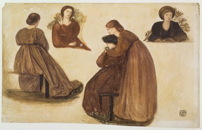 Progetto per la decorazione della Casa Rossa, (studi di donne) 1860 da Edward Burne Jones