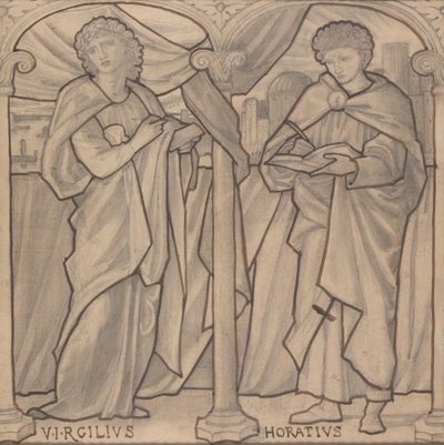 Design preparatorio per una vetrata, Virgilio e Orazio da Edward Burne Jones
