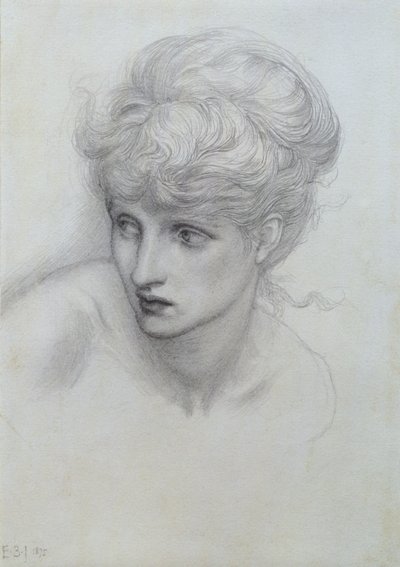 Studio della testa di una ragazza da Edward Burne Jones