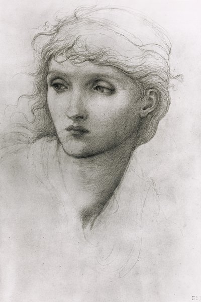 Studio della testa di una ragazza da Edward Burne Jones