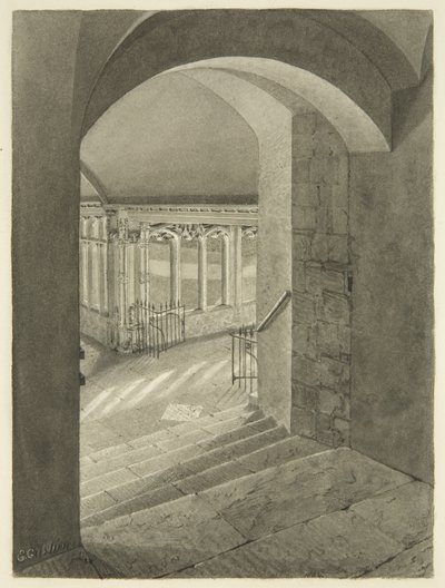 Ingresso ai chiostri dalla cattedrale di Bristol con la tomba di Edward Bird da Edward Cashin