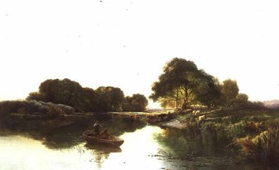 Paesaggio fluviale con pescatori da Edward Charles Williams