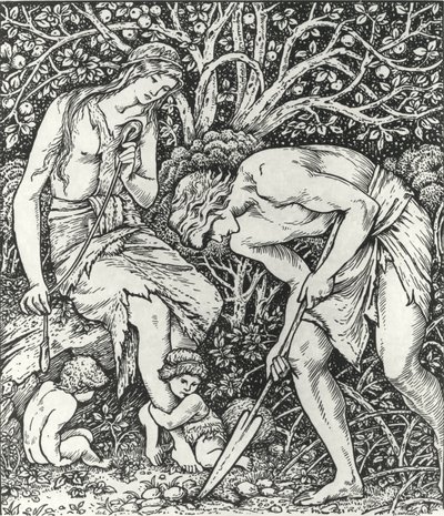 Adamo ed Eva (Lavoro: Quando Adamo scavava e Eva filava, chi era allora il gentiluomo?) da Edward Coley (after) Burne Jones