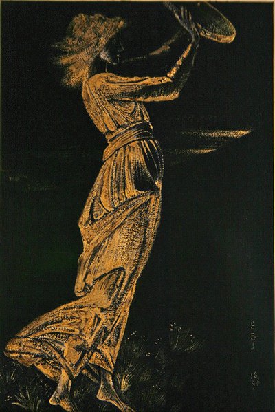 Ragazza con tamburello da Edward Coley Burne Jones