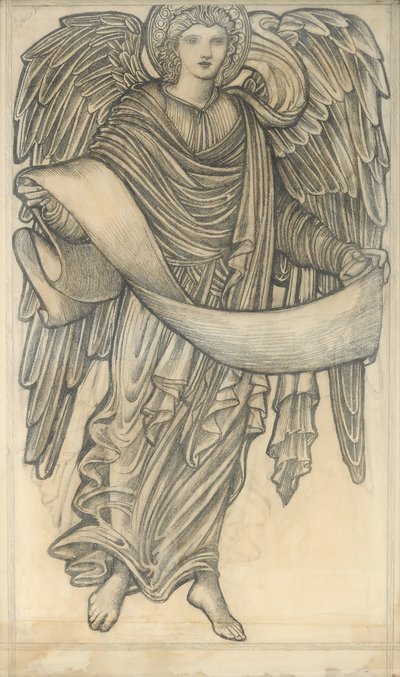 Angelo con pergamena - figura numero otto, 1880 da Edward Burne Jones