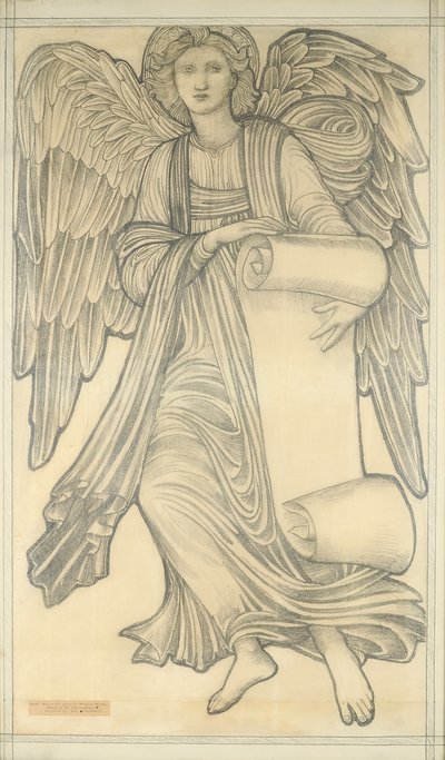 Angelo con pergamena - figura numero nove, 1880 da Edward Burne Jones