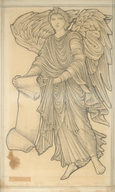 Angelo con pergamena - figura numero dieci, 1880 da Edward Burne Jones