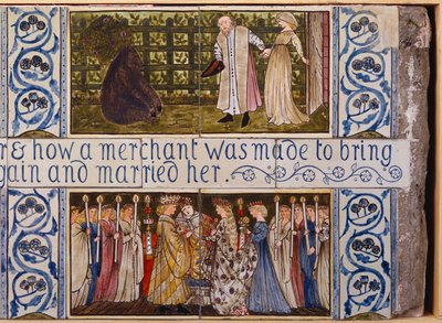 Pannello di piastrelle di La Bella e la Bestia, Morris, Marshall, Faulkner & Co., c.1867 da Edward Burne Jones