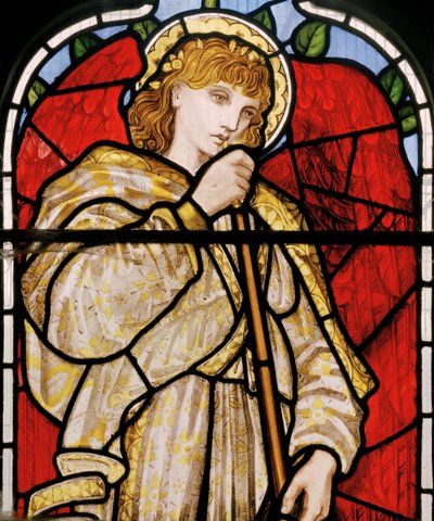 Cheddleton, Morris, Marshall, Faulkner & Co, Edward Burne-Jones, Angelo con tromba da Edward Burne Jones