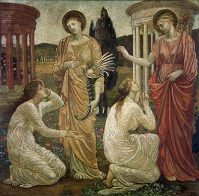 Cupido e Psiche - Murali di Palace Green - Psiche ai santuari di Giunone e Cerere, 1881 da Edward Burne Jones