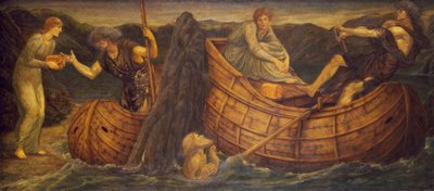 Cupido e Psiche - Murali di Palace Green - Psiche che dà la moneta al traghettatore dello Stige da Edward Burne Jones