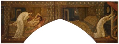 Cupido e Psiche - Murales di Palace Green - Psiche con la lampada guarda il volto di Cupido dormiente e Psiche abbandonata, 1881 da Edward Burne Jones