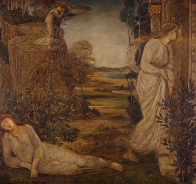 Cupido e Psiche - Murali di Palace Green - Zefiro che porta Psiche alla montagna da Edward Burne Jones