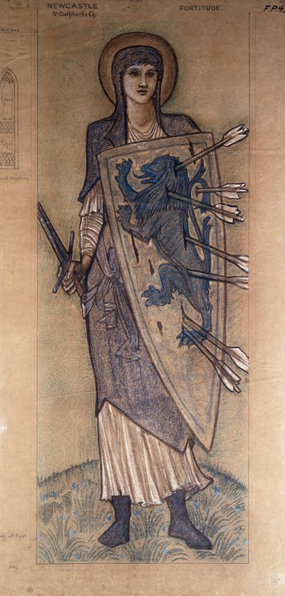 Fortezza: disegno per una vetrata nella chiesa di St. Cuthbert, Newcastle da Edward Burne Jones