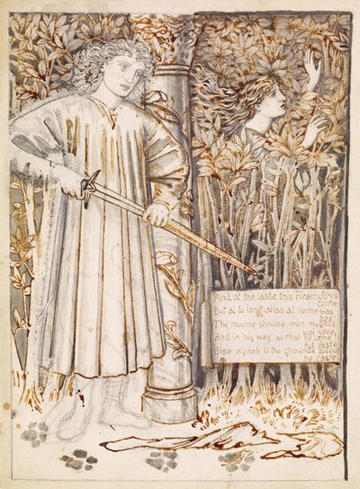 Piramus e Thisbe - Piramus estrae la spada per uccidersi da Edward Burne Jones