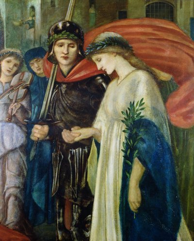 San Giorgio e il Drago: No. 7 Il Ritorno, (dettaglio) di San Giorgio e la Principessa da Edward Burne Jones