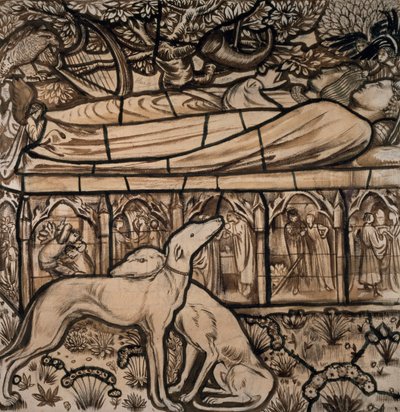 La tomba di Tristano e Isotta, cartone per vetrata, 1862 da Edward Burne Jones