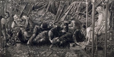 La leggenda della Rosa Spinosa: La sala del consiglio, pub. da Thomas Agnew & Sons, 1890 da Edward Coley after Burne Jones