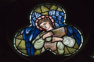 Wilden, Tutti i Santi, Morris & Co., Edward Burne-Jones, John Henry Dearle (1859-1932), Angeli con Dulcimer, Musicisti Angeli da Edward Coley and Dearle John Henry  Burne Jones