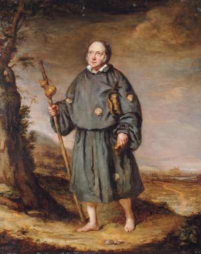 Ritratto di un gentiluomo come pellegrino, su un sentiero, con un bastone con una zucca e una bibbia, 1836 da Edward Daniel Leahy