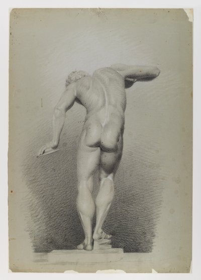 Studio di nudo, 1848 ca. (pastello nero e bianco su carta ondulata blu-verde, di media grammatura, leggermente strutturata) da Edward Docker