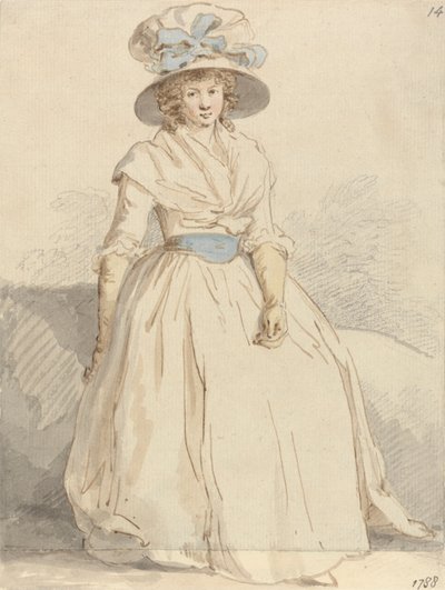 Una giovane donna seduta con un vestito bianco da Edward Edwards
