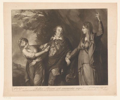 Ritratto di David Garrick tra personificazioni di commedia e tragedia (Reddere Personae scit convenientia cuique) da Edward Fisher
