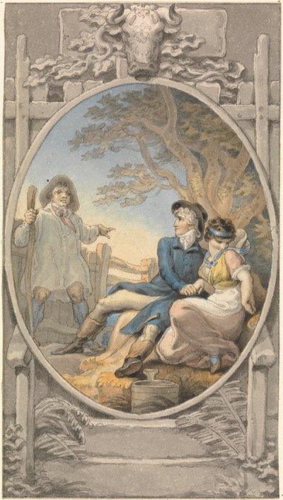 Disegno a colori per un ex libris da Edward Francis Burney