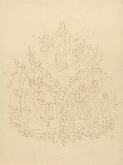 Figure femminili e putti che suonano strumenti musicali da Edward Francis Burney