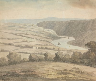 Paesaggio fluviale con barche da Edward Francis Burney
