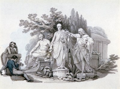 Due giovani che contemplano statue di Demostene, Cicerone e Pitt, c1780-1848 da Edward Francis Burney