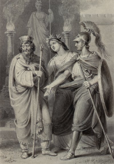 Guerriero Accompagnato da una Donna che si Rivolge a un Sacerdote nei Pressi di un Tempio da Edward Francis Burney