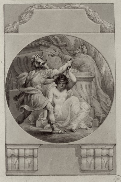Guerriero che Sacrifica una Giovane Donna da Edward Francis Burney