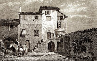 Residenza di Lord Byron 1811 (incisione) da Edward Francis Finden