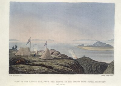 Vista del mare Artico, dalla foce del fiume Coppermine, Mezzanotte, 20 luglio da Edward Francis Finden