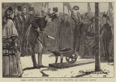 Il Principe Arturo che gira la Prima Zolla della Ferrovia Hythe e Sandgate da Edward Frederick Brewtnall