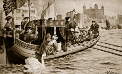 Catherine Howard viene condotta alla torre, illustrazione da 