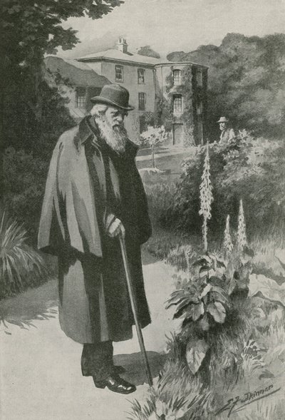 Charles Darwin nel suo giardino a Down House da Edward Frederick Skinner